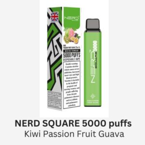 NERD SQUARE 5000 PUFFS BEST DISPOSABLE IN UAE KIWI PASSION FRUIT GUAVA
