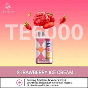 ELFBAR TE6000 PUFFS BEST DISPOSABLE VAPE IN UAE strawberry ice cream