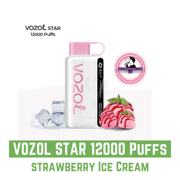 VOZOL STAR 12000 Puffs 20mg & 50mg Disposable Vape strawberry Ice Cream